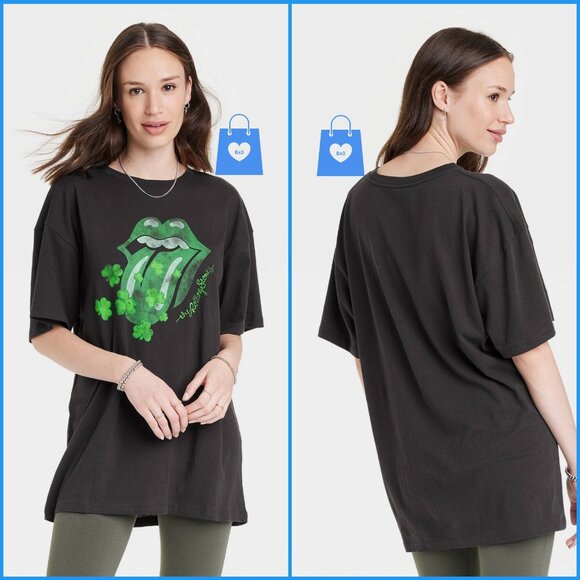 Small Medium - Womens The Rolling Stones Short Sleeve Oversized T-Shirt Dress - Picture 2 of 7